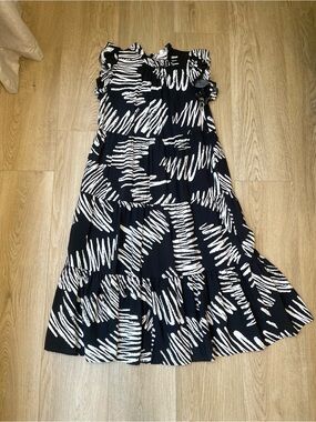 THML Dress in Black & White Scribble Print